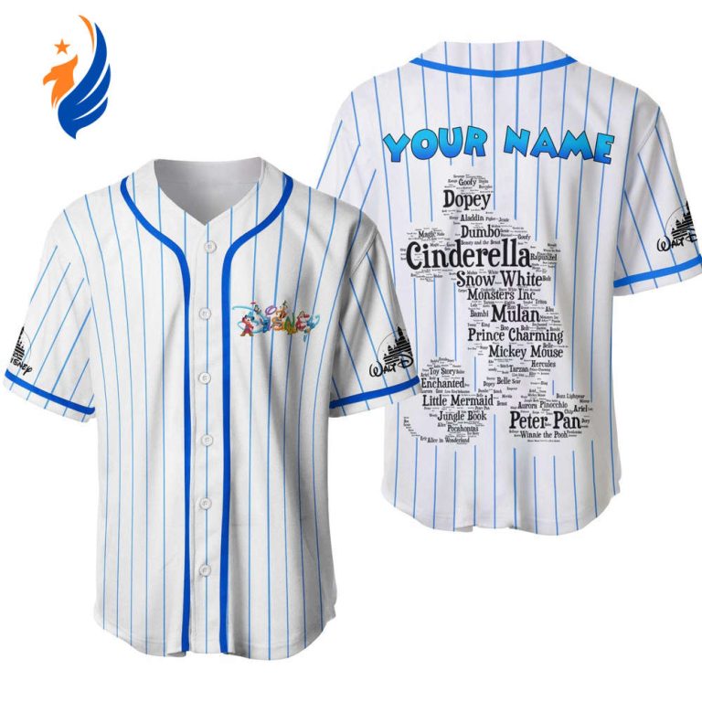 Custom Mickey Logo Baseball Jersey with Disney Characters Names – Personalized Shirt for Disney Fans