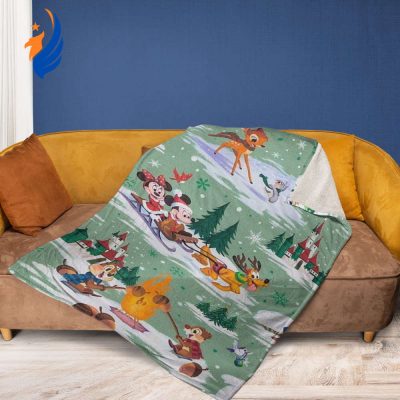 Disney Mickey Minnie And Pluto Merry Christmas Sherpa Fleece Quilt Blanket BL2169 - Blanket Home Decor Gift