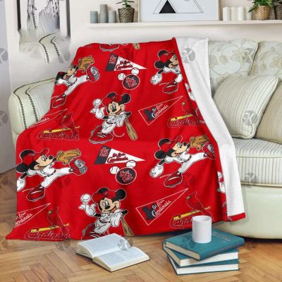 Disney Mickey Mouse St. Louis Cardinals MLB Team Basebal Fleece Blanket - Blanket Home Decor Gift