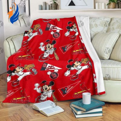 Disney Mickey Mouse St. Louis Cardinals MLB Team Basebal Fleece Blanket - Blanket Home Decor Gift