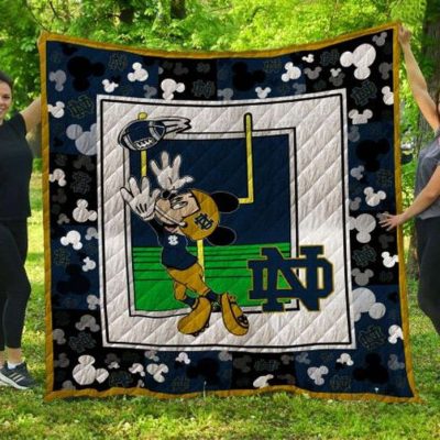 Disney Mickey Notre Dame Fighting Irish Ncaa Collected Collection Fleece Quilt Blanket Gift - Blanket Home Decor Gift