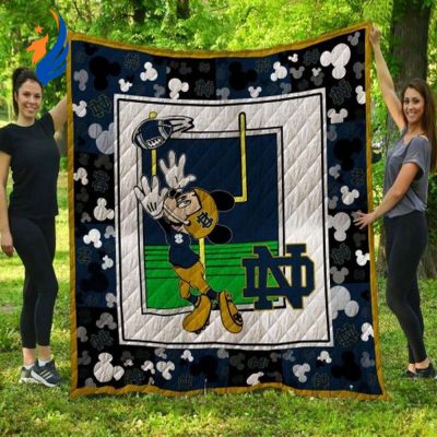 Disney Mickey Notre Dame Fighting Irish Ncaa Collected Collection Quilt Blanket NCAA Quilt Bedding Set - Blanket Home Decor Gift