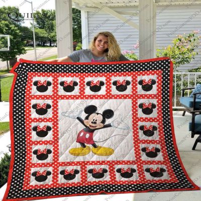 Festive Mickey Mouse Border Quilt Blanket for Fans Soft and Warm - Blanket Home Decor Gift
