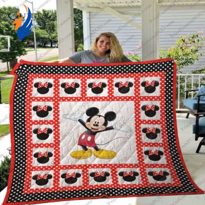 Festive Mickey Mouse Border Quilt Blanket for Fans Soft and Warm - Blanket Home Decor Gift