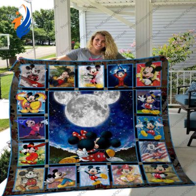 Full Moon Mickey Mouse Quilt Blanket Perfect for Fans - Blanket Home Decor Gift