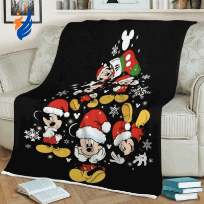 Funny Mickey Christmas tree Disney Christmas Sherpa Fleece Quilt Blanket BL1413 - Blanket Home Decor Gift
