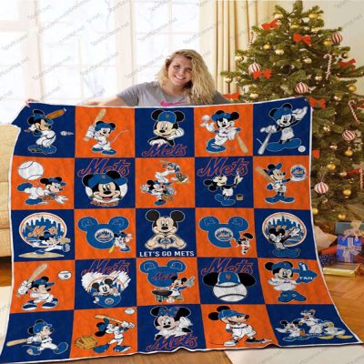 Get Festive with New York Mets Mickey Quilt Blanket Soft and Comfy - Blanket Home Decor Gift