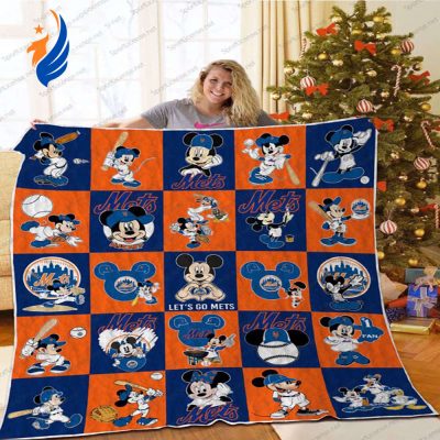 Get Festive with New York Mets Mickey Quilt Blanket Soft and Comfy - Blanket Home Decor Gift