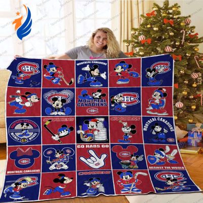 Go Habs Go Montreal Canadiens Mickey Mouse Quilt Blanket NHL Montreal Canadiens Mickey Mouse Quilt Bedding Set - Blanket Home Decor Gift