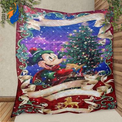 Happy Holiday Mickey Mouse Disney 123 Christmas Gifts Lover Quilt Blanket,mickey Quilt Blanket - Blanket Home Decor Gift