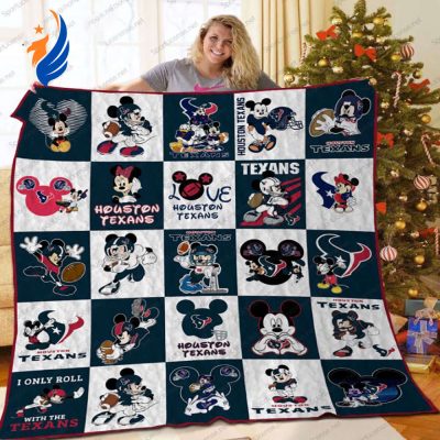 Houston Texans Disney Mickey Quilt Blanket NFL Houston Texans Mickey Mouse Quilt Bedding Set - Blanket Home Decor Gift
