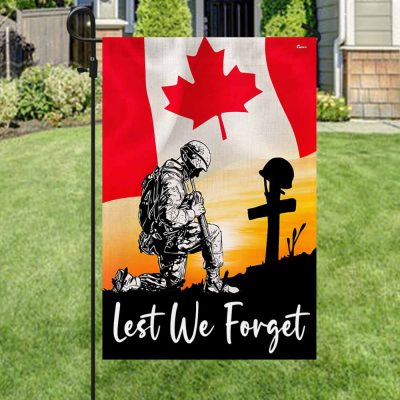 FLAGWIX Canadian Veteran Lest We Forget Kneeling Soldier Flag MLN2217F - Flagwix FLAGWIX Canadian Veteran Lest We Forget Kneeling Soldier Flag MLN2217F - Flagwix