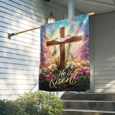 Easter Cross He Is Risen Resurrection of Jesus Christian Cross Flag MLN5439DTD - Flagwix
