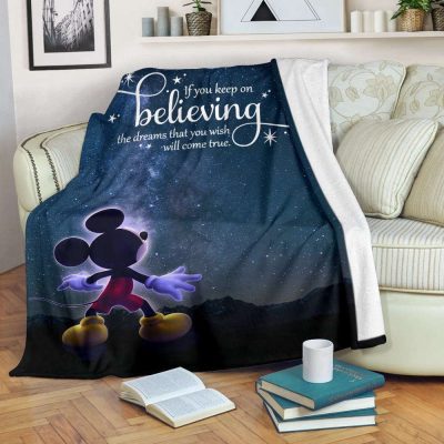 Keep On Believing Mickey Mouse Fleece Blanket - Blanket Home Decor Gift