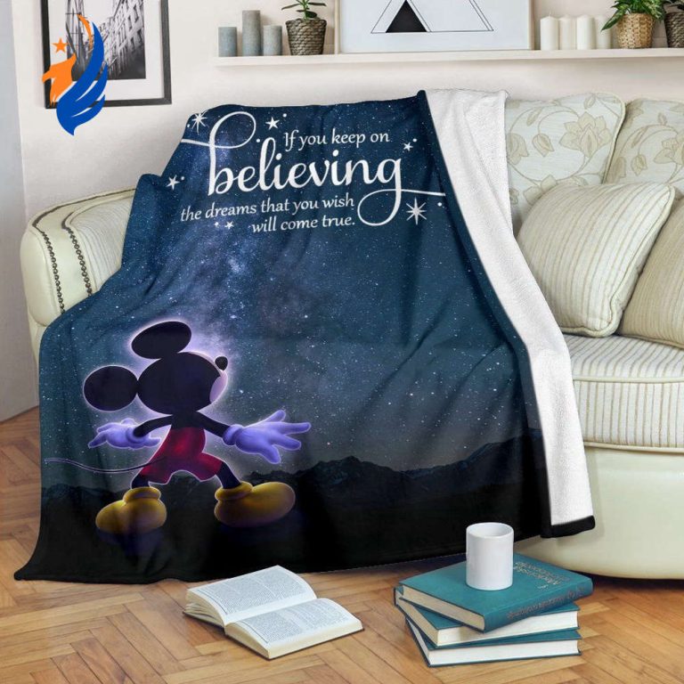 Keep On Believing Mickey Mouse Fleece Blanket - Blanket Home Decor Gift