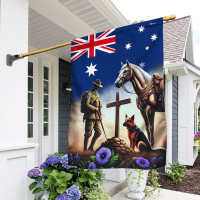 FLAGWIX Anzac Day Animals in War Purple Poppy Australian Flag MLN2688F - Flagwix FLAGWIX Anzac Day Animals in War Purple Poppy Australian Flag MLN2688F - Flagwix