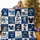 Los Angeles Chargers Disney Mickey Mouse Fleece Quilt Blanket Gift
