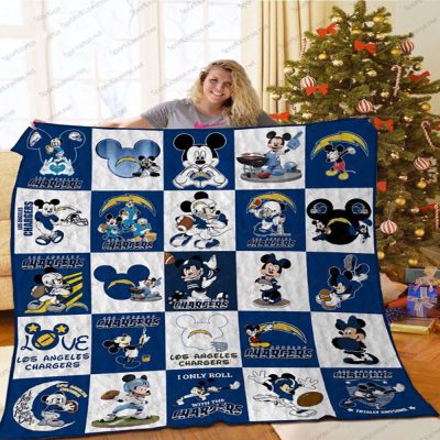 Los Angeles Chargers Disney Mickey Mouse Quilt Blanket NFL Los Angeles Chargers Mickey Mouse Quilt Bedding Set - Blanket Home Decor Gift