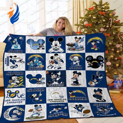 Los Angeles Chargers Disney Mickey Mouse Quilt Blanket NFL Los Angeles Chargers Mickey Mouse Quilt Bedding Set - Blanket Home Decor Gift