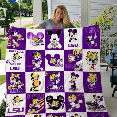 Lsu + Mickey Quilt Blanket, Christmas Gift, Perfect Holiday Gift, Cozy Gift for All Occasions - Blanket Home Decor Gift