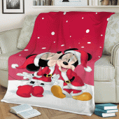 Merry Christmas Couple Love Mickey And Minnie Disney Sherpa Fleece Quilt Blanket Bl2173 Blanket Home Decor Gift 2.gif - demo10