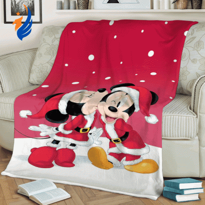 Merry Christmas Couple Love Mickey And Minnie Disney Sherpa Fleece Quilt Blanket BL2173 - Blanket Home Decor Gift