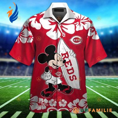 Shop Cool Mickey Aloha Shirt Cincinnati Reds - Hawaiian Shirts with Mickey Mouse Design