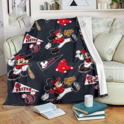 Mickey Boston Red Sox MLB Team Baseball Pattern Fleece Blanket - Blanket Home Decor Gift Mickey Boston Red Sox MLB Team Baseball Pattern Fleece Blanket - Blanket Home Decor Gift