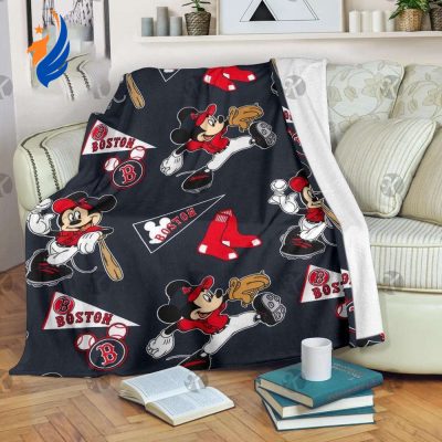 Mickey Boston Red Sox MLB Team Baseball Pattern Fleece Blanket - Blanket Home Decor Gift Mickey Boston Red Sox MLB Team Baseball Pattern Fleece Blanket - Blanket Home Decor Gift