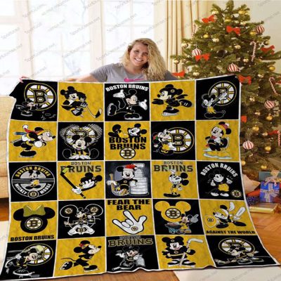 Mickey Bruins Boston Disney Quilt Blanket NHL Boston Bruins Mickey Mouse Quilt Bedding Set - Blanket Home Decor Gift