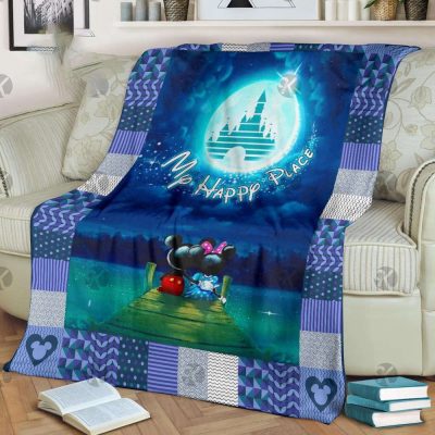 Mickey Mouse And Minnie Sitting On The Dock Romantic Fleece Blanket - Blanket Home Decor Gift