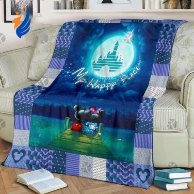 Mickey Mouse And Minnie Sitting On The Dock Romantic Fleece Blanket - Blanket Home Decor Gift