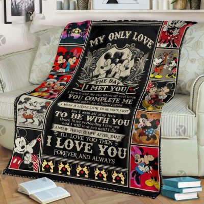 Mickey Mouse And Minnie Vintage Romantic My Only Love The Day Blanket - Blanket Home Decor Gift