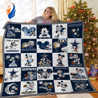 Mickey Mouse Dallas Cowboys Quilt Blanket NFL Dallas Cowboys Mickey Mouse Quilt Bedding Set - Blanket Home Decor Gift