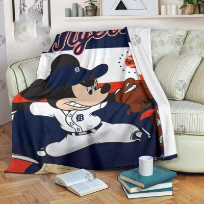 Mickey Mouse Detroit Tigers MLB Baseball In Navy And White Fleece Blanket - Blanket Home Decor Gift Mickey Mouse Detroit Tigers MLB Baseball In Navy And White Fleece Blanket - Blanket Home Decor Gift