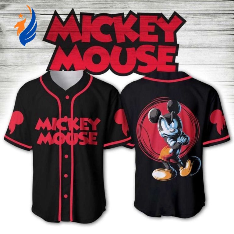 Disney Fan Gift: Grumpy Mickey Mouse Baseball Jersey Shirt - Perfect Mickey Mouse Apparel for Disney Enthusiasts!
