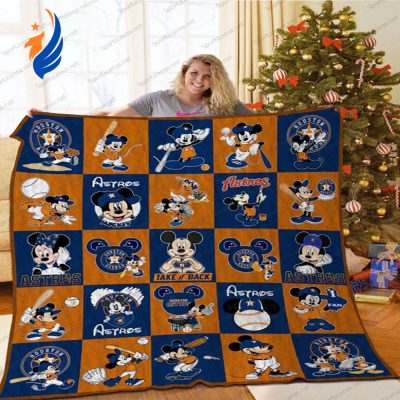 Mickey Mouse Houston Astros Christmas Quilt Blanket MLB Houston Astros Mickey Mouse Christmas Quilt Bedding Set - Blanket Home Decor Gift