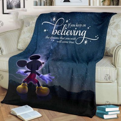 Mickey Mouse Keep On Believing Fleece Blanket - Blanket Home Decor Gift
