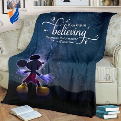 Mickey Mouse Keep On Believing Fleece Blanket - Blanket Home Decor Gift