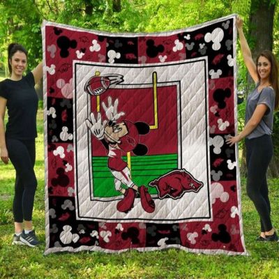 Mickey Mouse Ncaa Arkansas Razorbacks Great Quilt Blanket NCAA Arkansas Razorbacks Mickey Mouse Quilt Bedding Set - Blanket Home Decor Gift