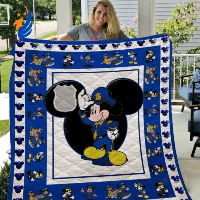Mickey Mouse Police Quilt Blanket, Gift for Christmas, Thanksgiving, Perfect Holiday Gift, Cozy Gift for All Occasions - Blanket Home Decor Gift