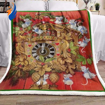 Mickey Mouse Quilt Blanket, Clock Mouse Deer Bird Sherpa Fleece Blanket - Blanket Home Decor Gift