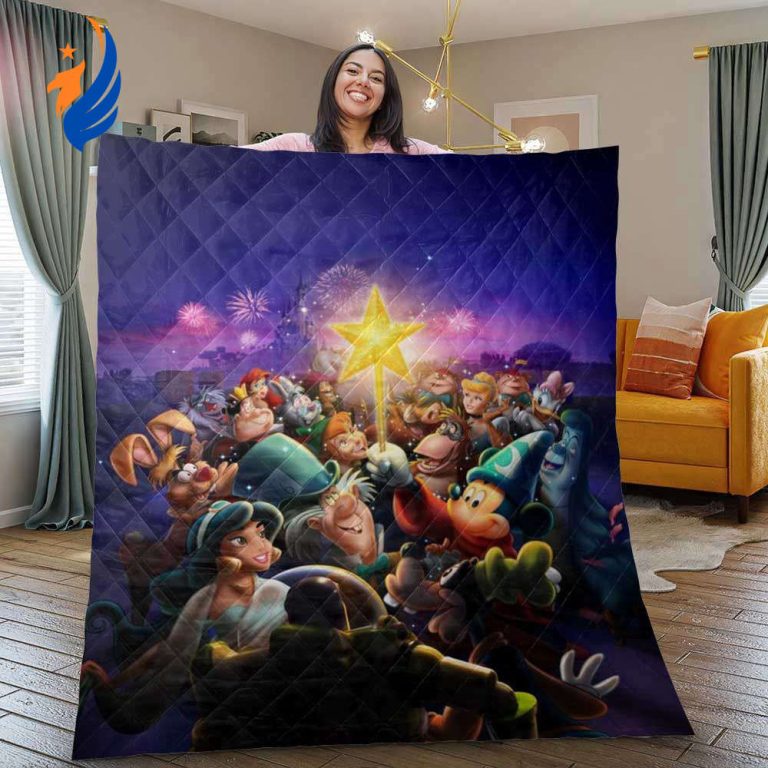 Mickey Mouse Quilt Blanket, Disneyland Paris Update Magic Moments Festival Gift For Fan - Blanket Home Decor Gift