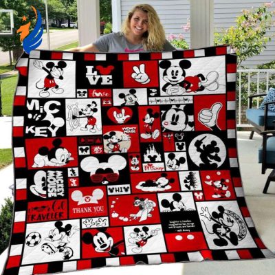 Mickey Mouse Quilt Blanket LI317201918 Mickey Mouse Quilt Bedding Set with Personalized Year - Blanket Home Decor Gift