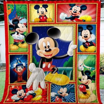 Mickey Mouse Quilt Blanket, Mickey Beautiful Summer 3D Quilt Blanket - Blanket Home Decor Gift