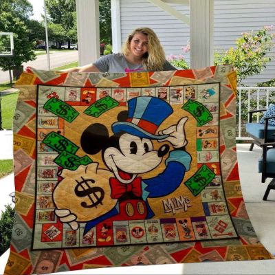 Mickey Mouse Quilt Blanket, Mickey Monopoly Fabric Quilt Blanket - Blanket Home Decor Gift