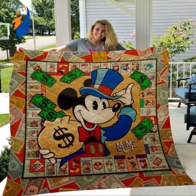 Mickey Mouse Quilt Blanket, Mickey Monopoly Fabric Quilt Blanket - Blanket Home Decor Gift