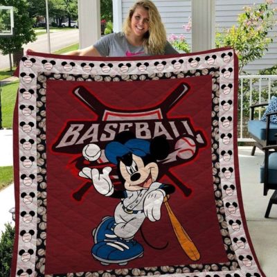 Mickey Mouse Quilt Blanket, Mickey Mouse Baseball 3D Quilt Blanket - Blanket Home Decor Gift