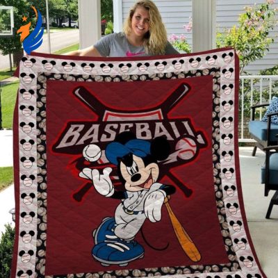Mickey Mouse Quilt Blanket, Mickey Mouse Baseball 3D Quilt Blanket - Blanket Home Decor Gift Mickey Mouse Quilt Blanket, Mickey Mouse Baseball 3D Quilt Blanket - Blanket Home Decor Gift