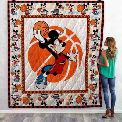 Mickey Mouse Quilt Blanket, Mickey Mouse Basketball 3D Quilt Blanket - Blanket Home Decor Gift